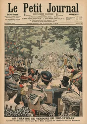 Pre-Catelanin ulkoilmateatteri, Georges Leyguesin tanssifestivaali Kambodžan kuninkaan Sisowathin kunniaksi, Le Petit Journalin etukannen kuvitus, kuvitusliite, 22. heinäkuuta.